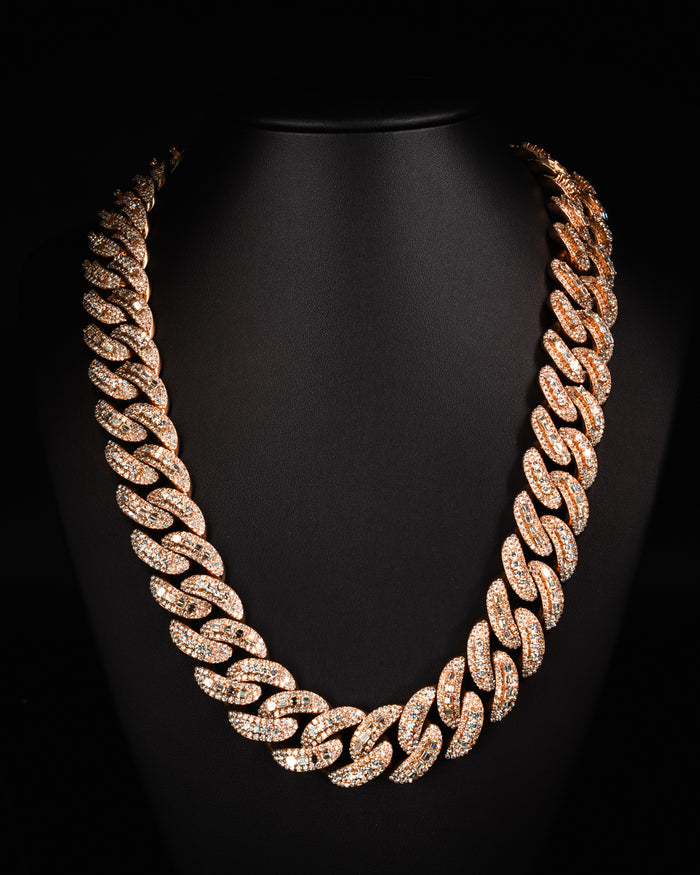 Miami Curve Cuban Chain Diamond Set | 10k Rose Gold | 22mm