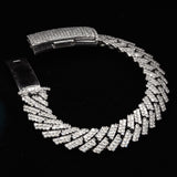 Cuban Bracelet Diamond Set | 14k White Gold | 12mm