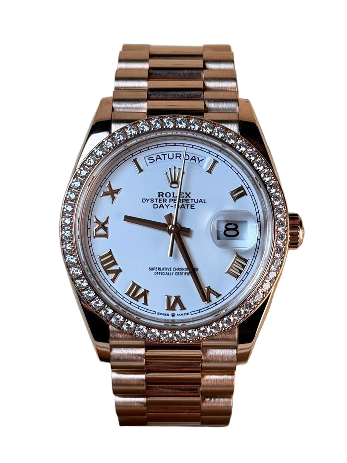 Rolex | Day-Date 36 | Rose Gold | White Roman | 128345RBR | 2021